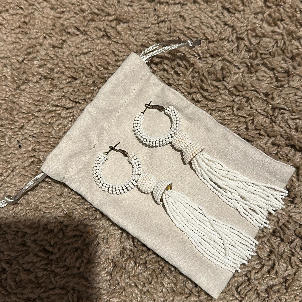 White beaded hoops